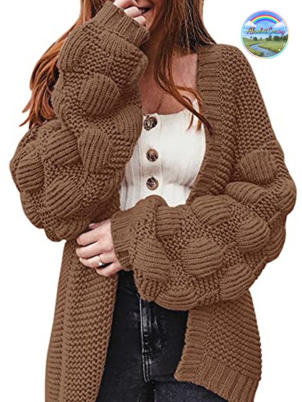 Women Shawl Collar Chunky Knit Long Sleeve Cardigan Sweater